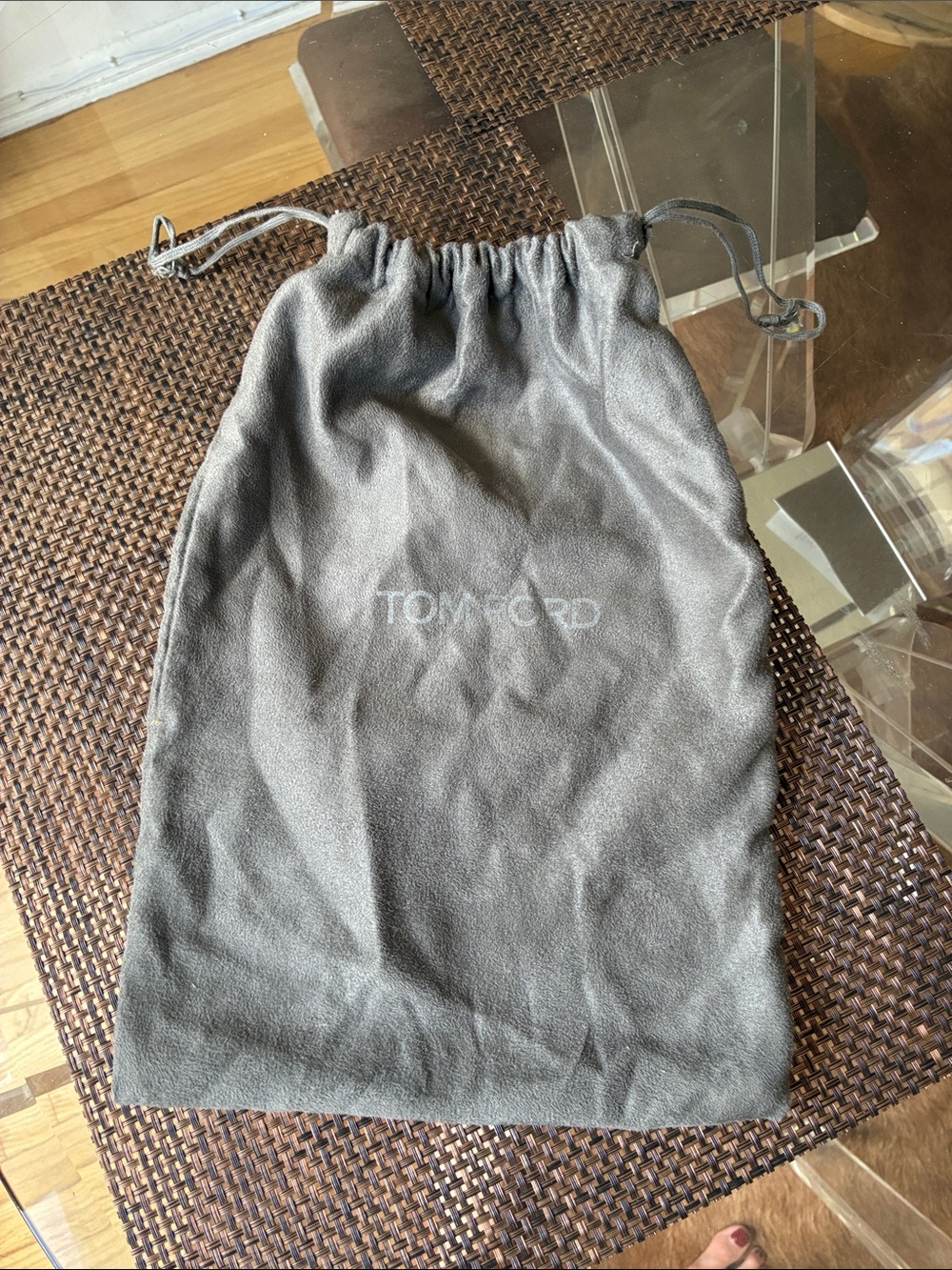 Tom Ford Gray Suede Drawstring Dust Bag 10x14